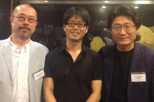 李先生(右)と私の通訳をして<br>くださるジャンさん(中)